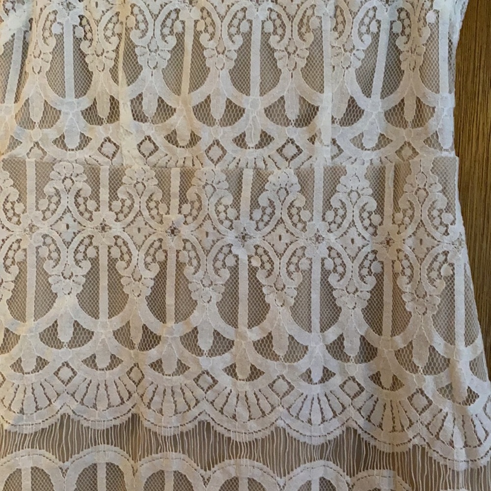 White & Cream Lace Dress - Small - Picture 3 of 4